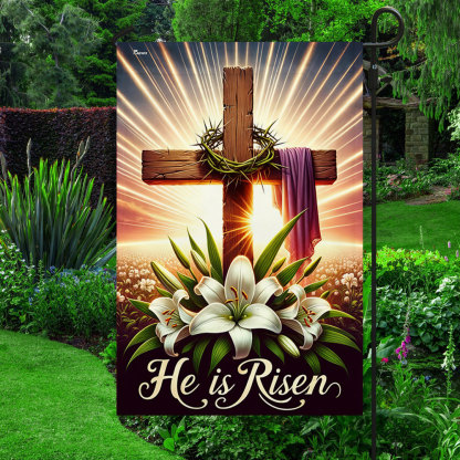 He Is Risen Easter Religious Cross Christian Flag