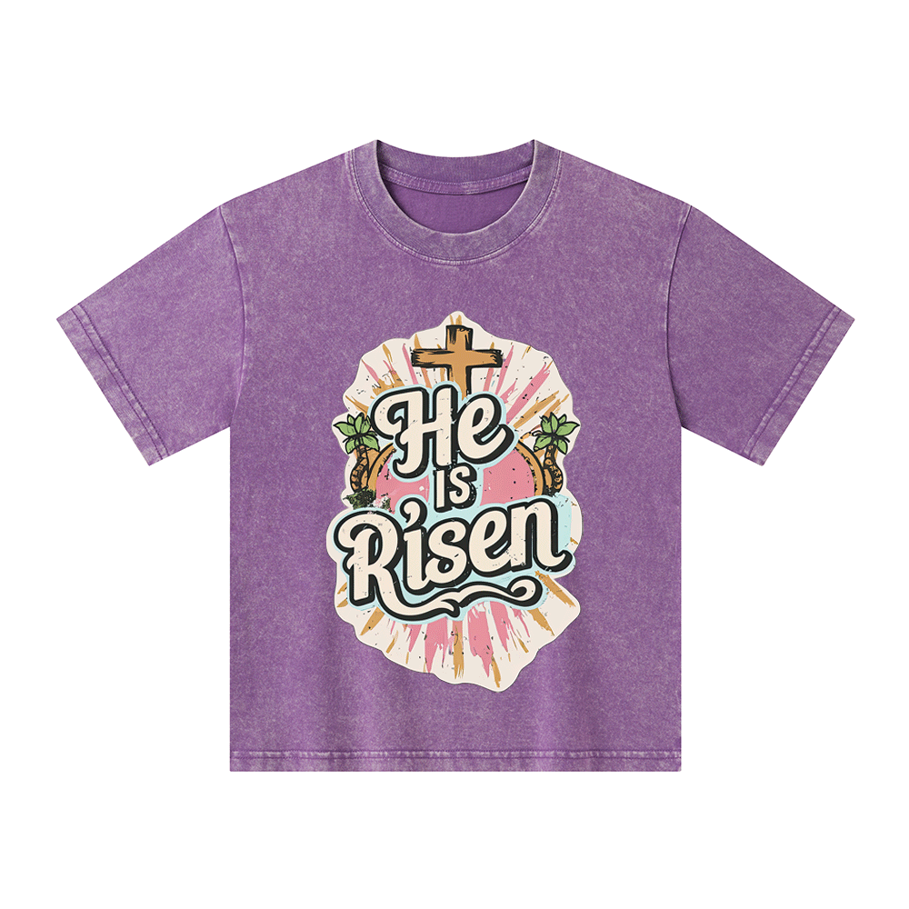 He Is Risen Kid Washed T-Shirt