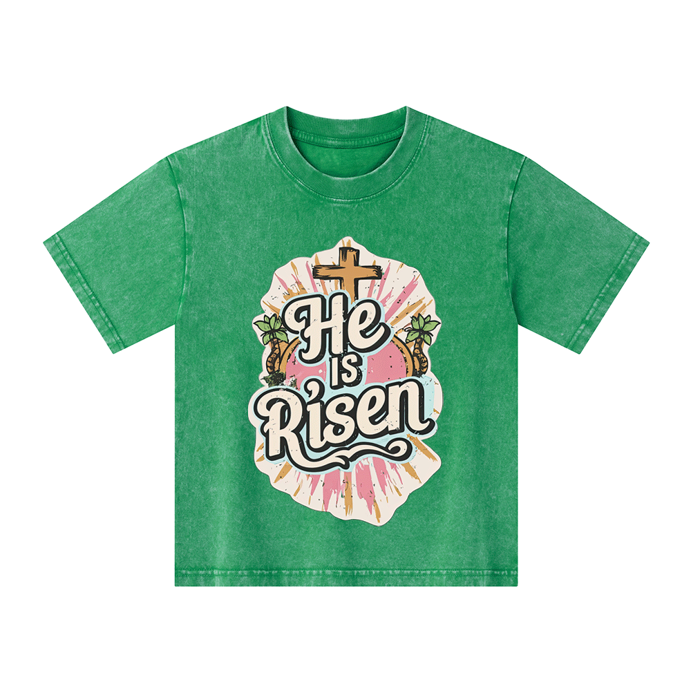 He Is Risen Kid Washed T-Shirt
