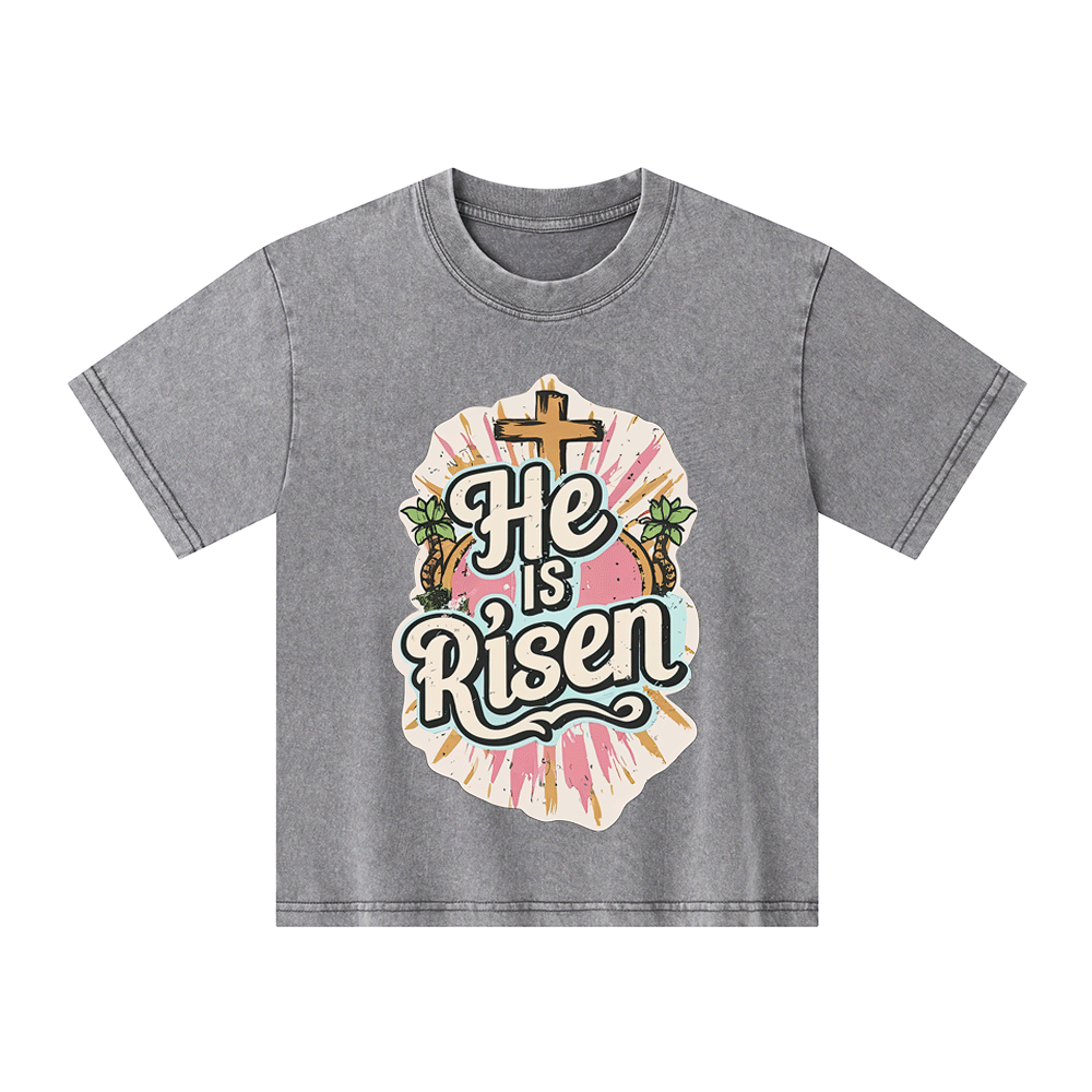 He Is Risen Kid Washed T-Shirt