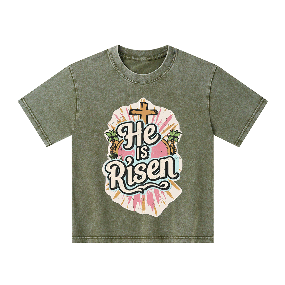 He Is Risen Kid Washed T-Shirt