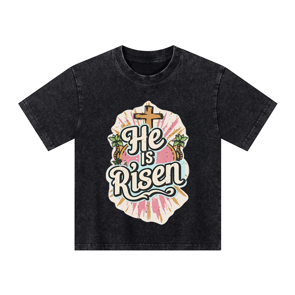 He Is Risen Kid Washed T-Shirt