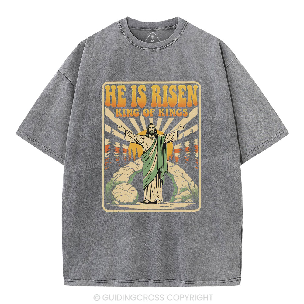 He Is Risen King Of Kings Christian Washed T-Shirt