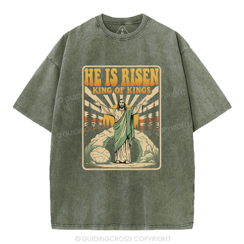 He Is Risen King Of Kings Christian Washed T-Shirt