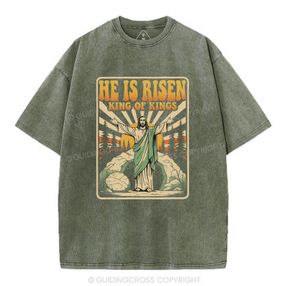 He Is Risen King Of Kings Christian Washed T-Shirt