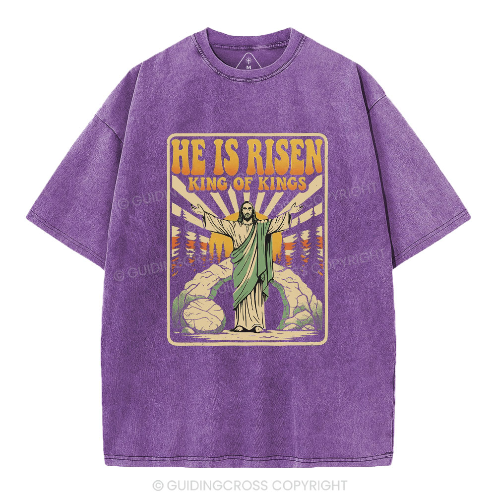 He Is Risen King Of Kings Christian Washed T-Shirt