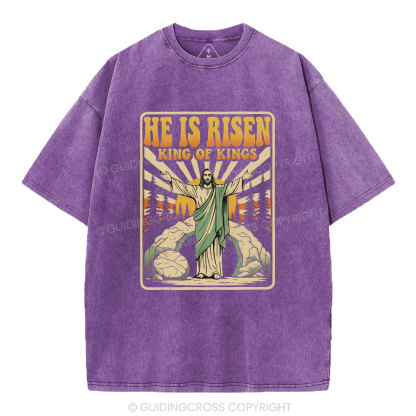 He Is Risen King Of Kings Christian Washed T-Shirt