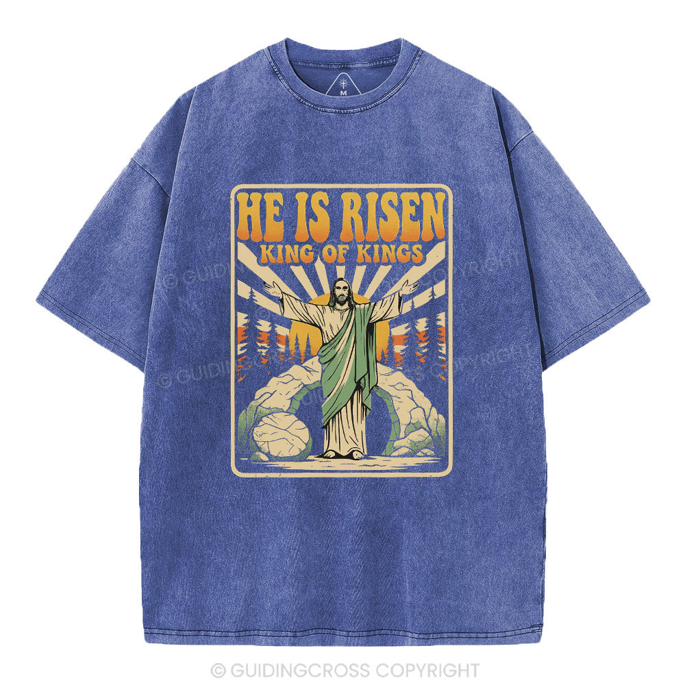 He Is Risen King Of Kings Christian Washed T-Shirt