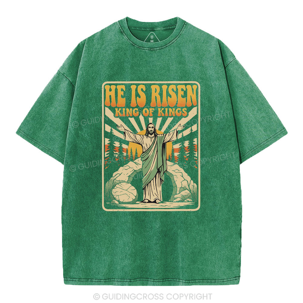 He Is Risen King Of Kings Christian Washed T-Shirt