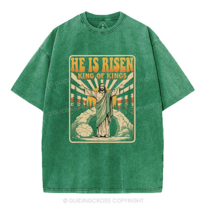 He Is Risen King Of Kings Christian Washed T-Shirt