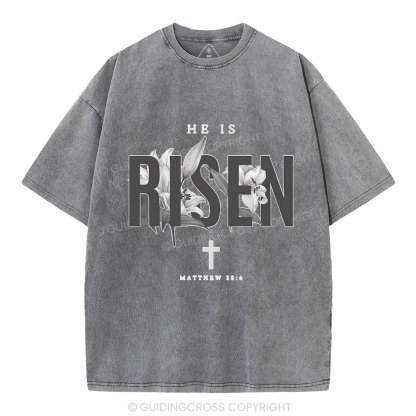 He Is Risen Lilies Christian Washed T-Shirt