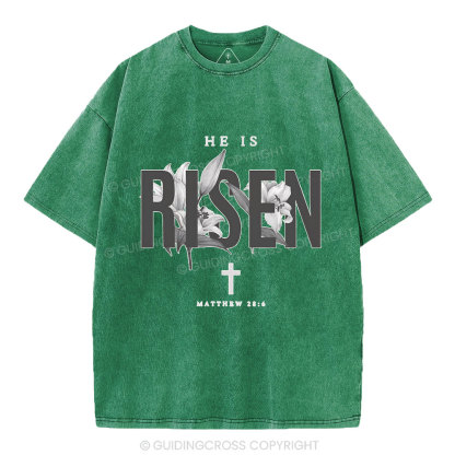 He Is Risen Lilies Christian Washed T-Shirt