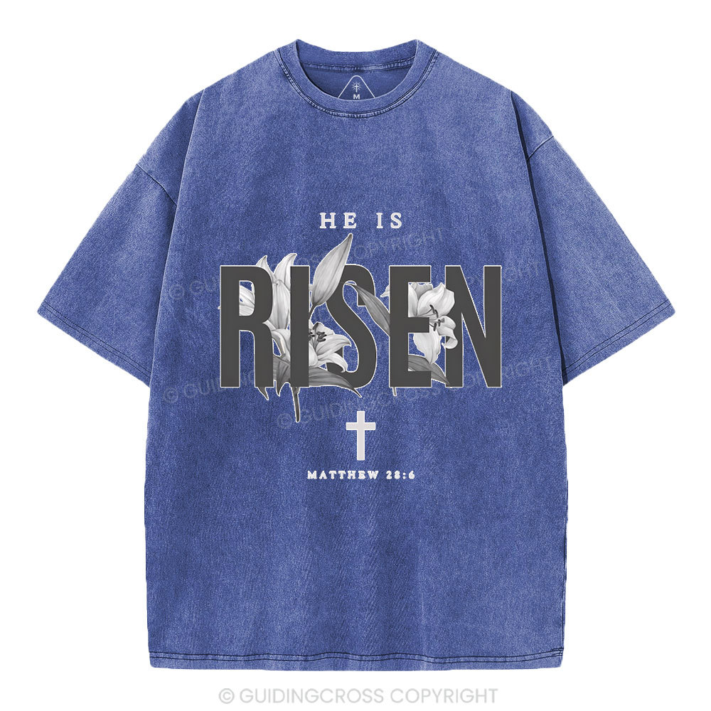 He Is Risen Lilies Christian Washed T-Shirt