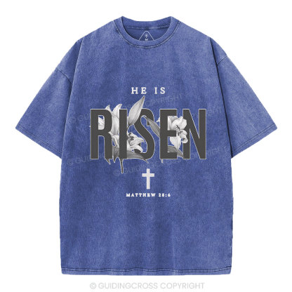 He Is Risen Lilies Christian Washed T-Shirt