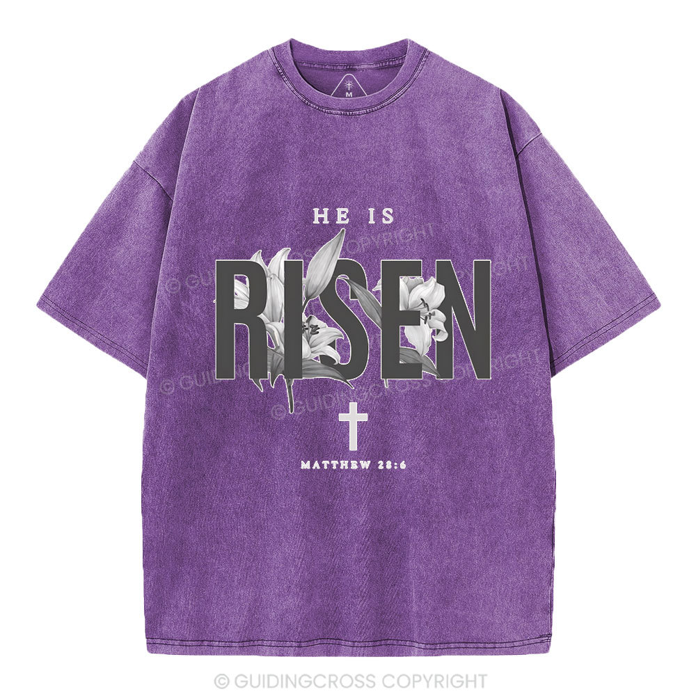 He Is Risen Lilies Christian Washed T-Shirt