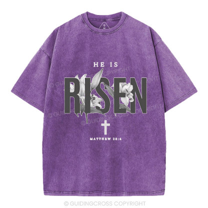 He Is Risen Lilies Christian Washed T-Shirt