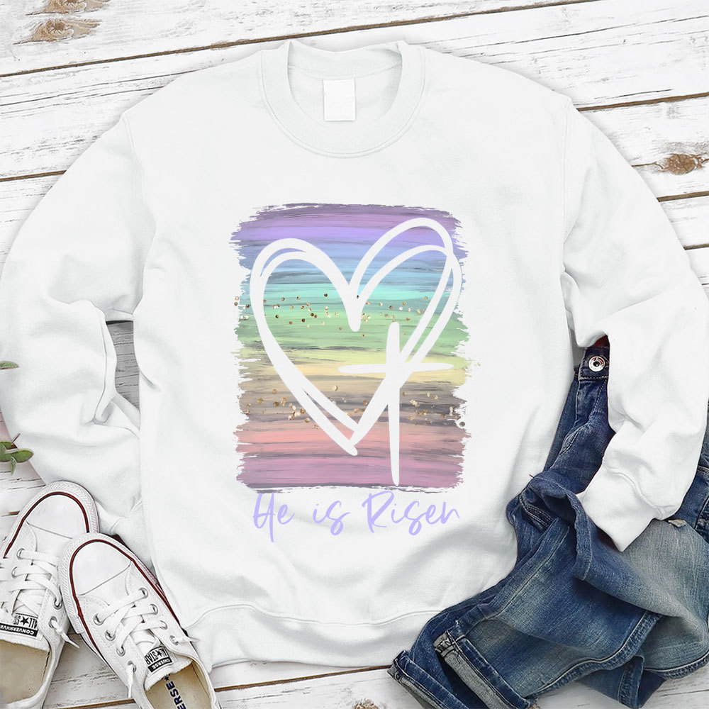He Is Risen Pastel Christian Sweatshirt