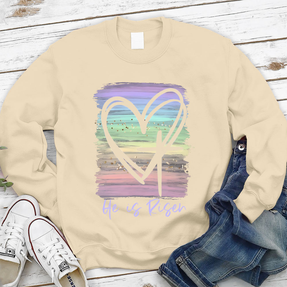 He Is Risen Pastel Christian Sweatshirt