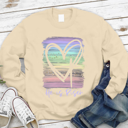 He Is Risen Pastel Christian Sweatshirt