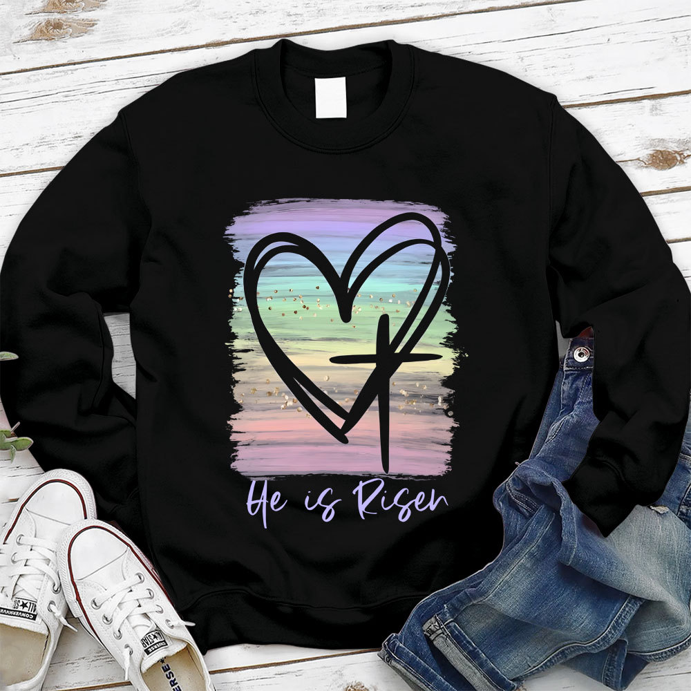 He Is Risen Pastel Christian Sweatshirt