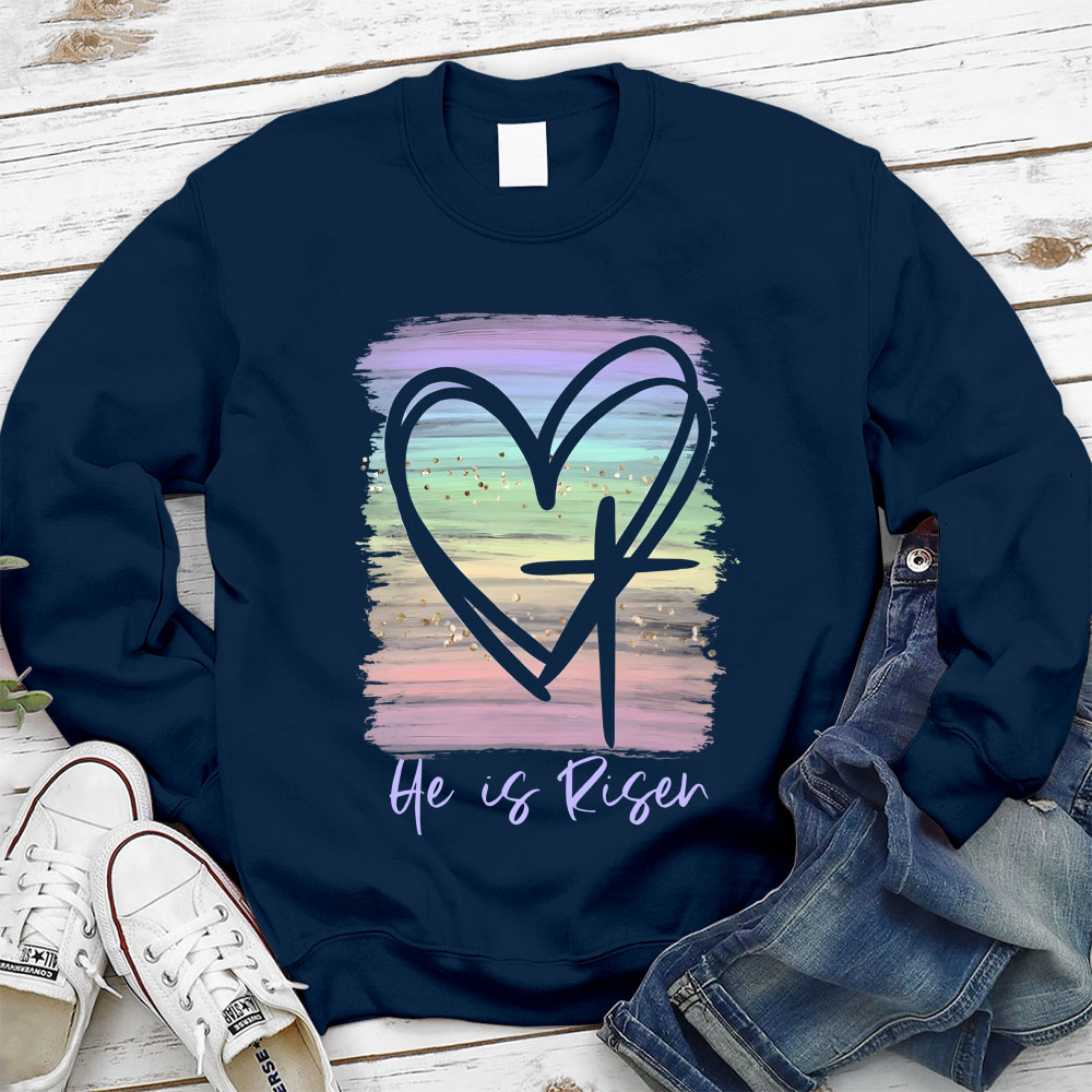 He Is Risen Pastel Christian Sweatshirt