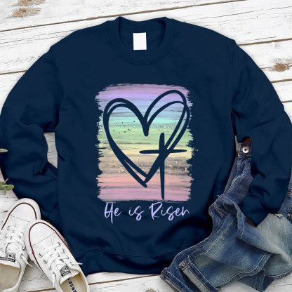 He Is Risen Pastel Christian Sweatshirt