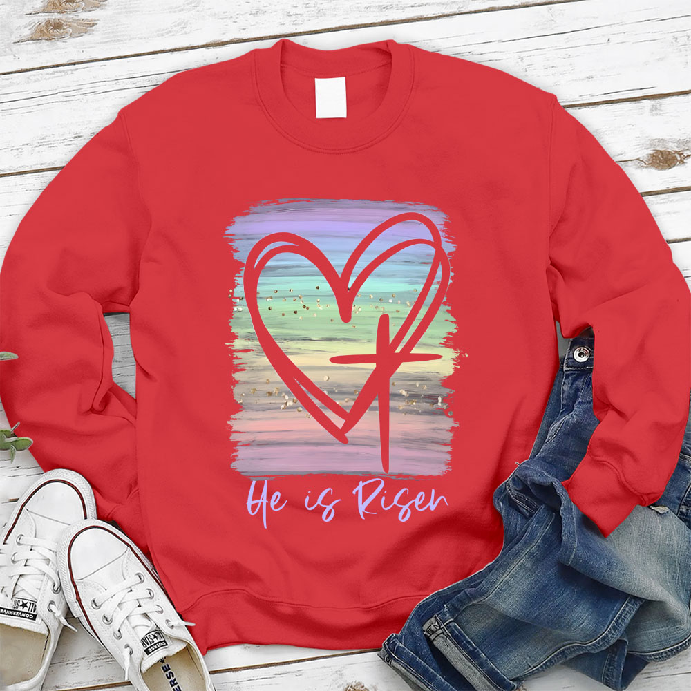 He Is Risen Pastel Christian Sweatshirt