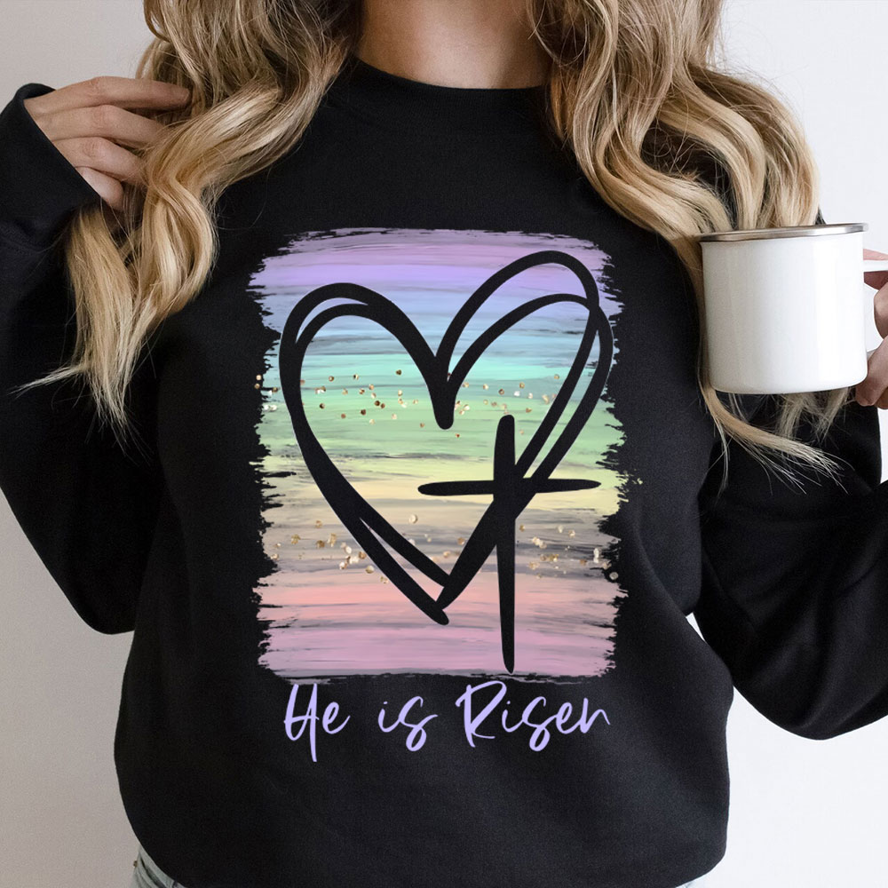 He Is Risen Pastel Christian Sweatshirt