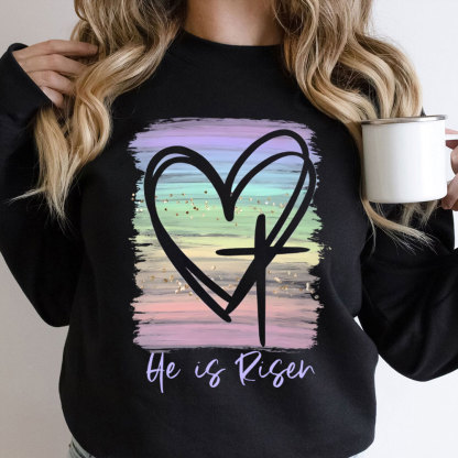 He Is Risen Pastel Christian Sweatshirt