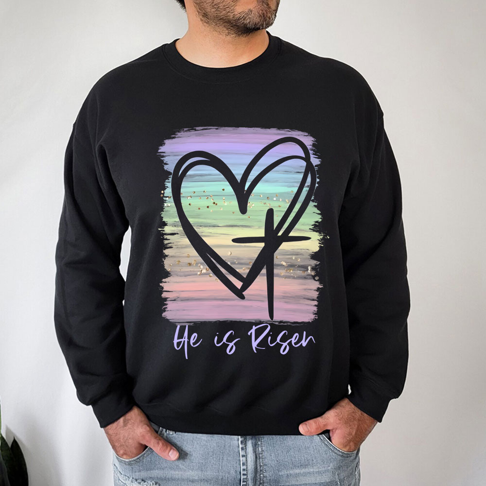 He Is Risen Pastel Christian Sweatshirt