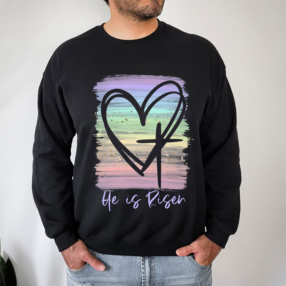 He Is Risen Pastel Christian Sweatshirt