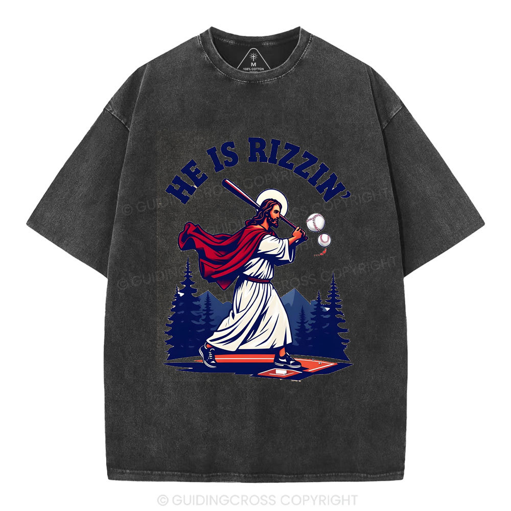 He Is Rizzen' Christian Washed T-Shirt