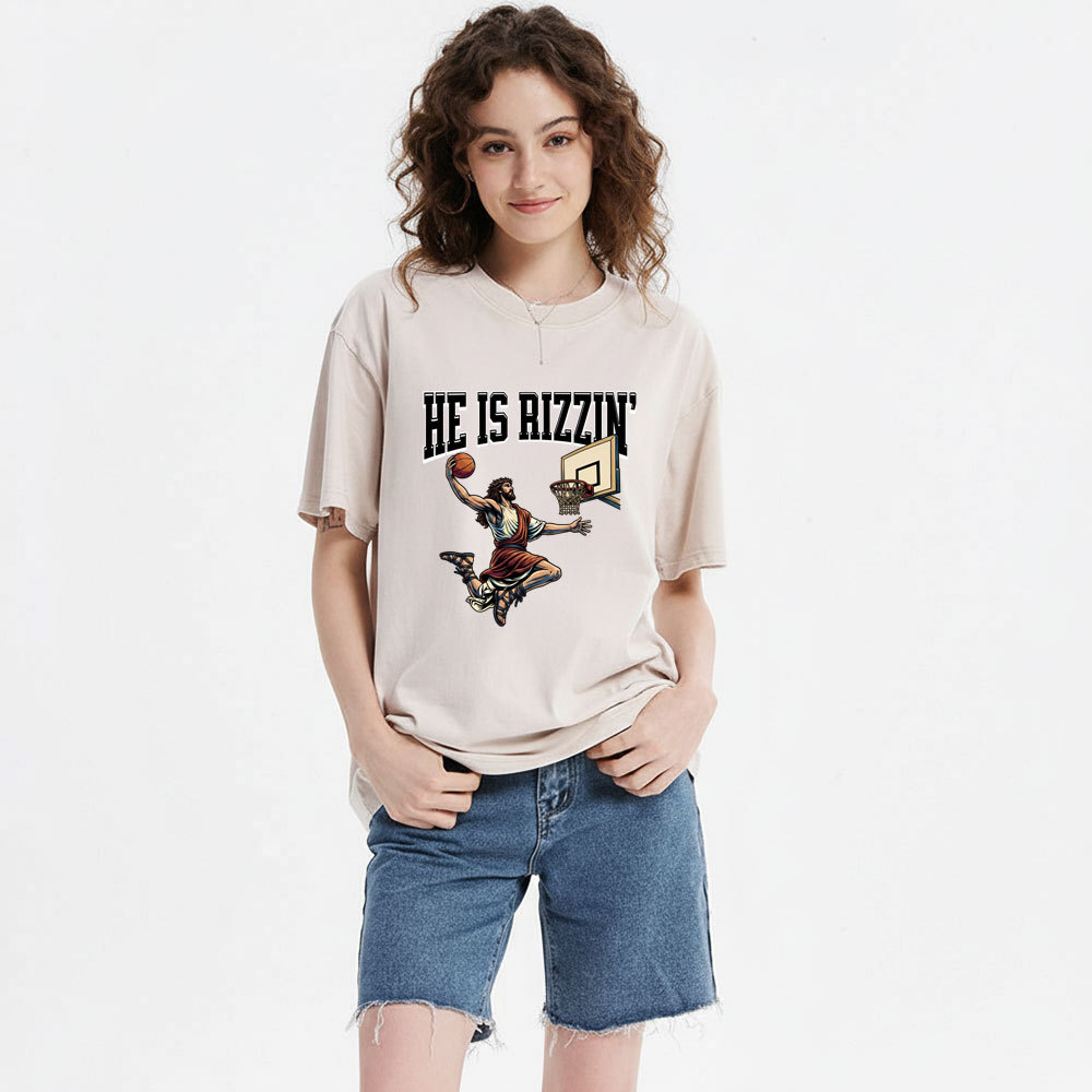 He Is Rizzen' Christian Washed T-Shirt