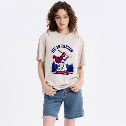 He Is Rizzen' Christian Washed T-Shirt