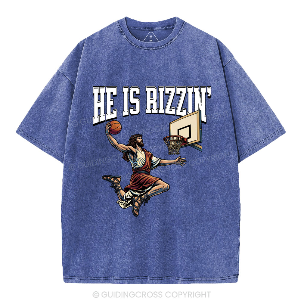 He Is Rizzen' Christian Washed T-Shirt