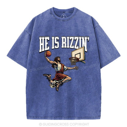 He Is Rizzen' Christian Washed T-Shirt