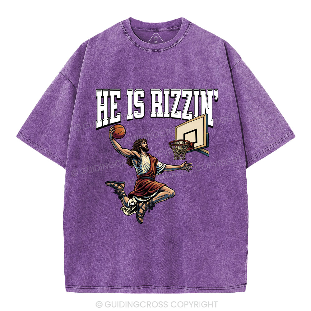 He Is Rizzen' Christian Washed T-Shirt