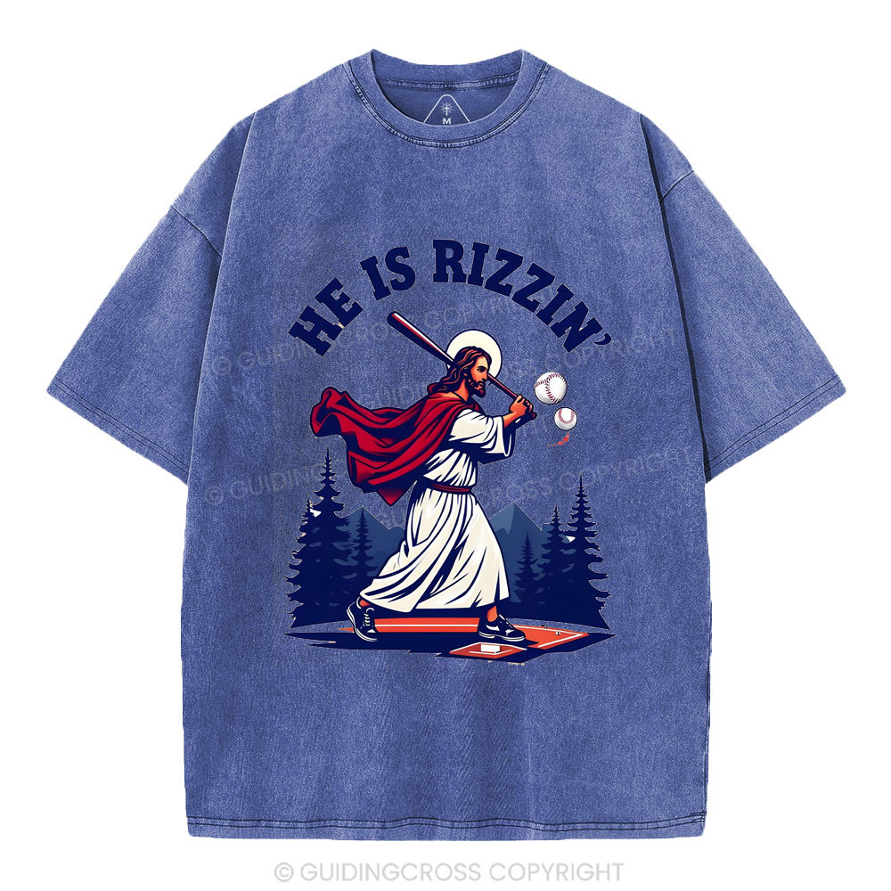 He Is Rizzen' Christian Washed T-Shirt