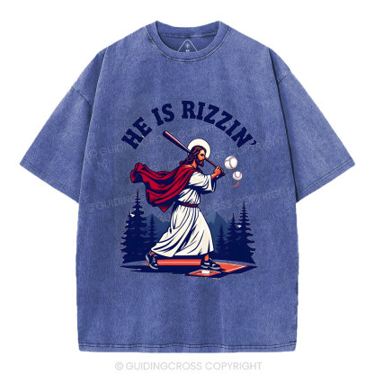 He Is Rizzen' Christian Washed T-Shirt