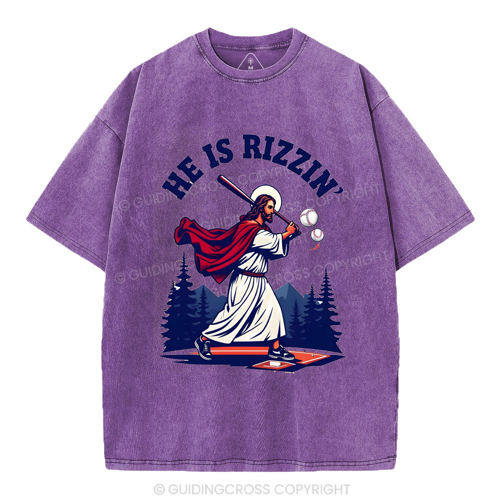 He Is Rizzen' Christian Washed T-Shirt