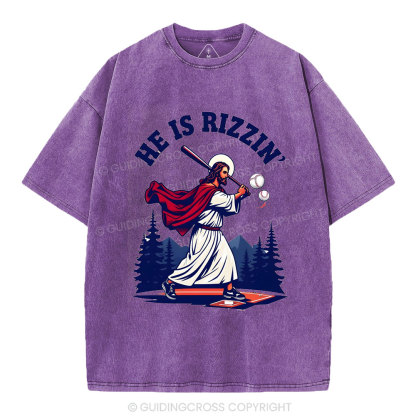He Is Rizzen' Christian Washed T-Shirt