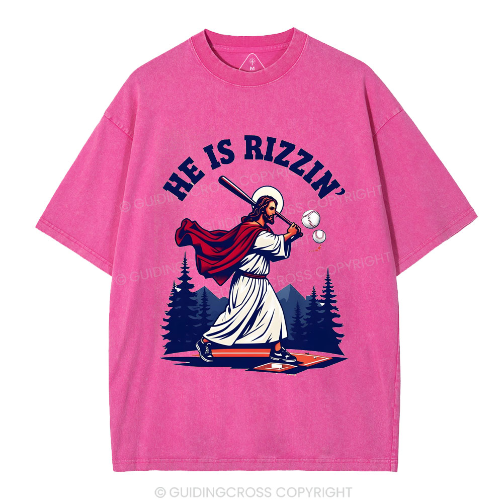 He Is Rizzen' Christian Washed T-Shirt