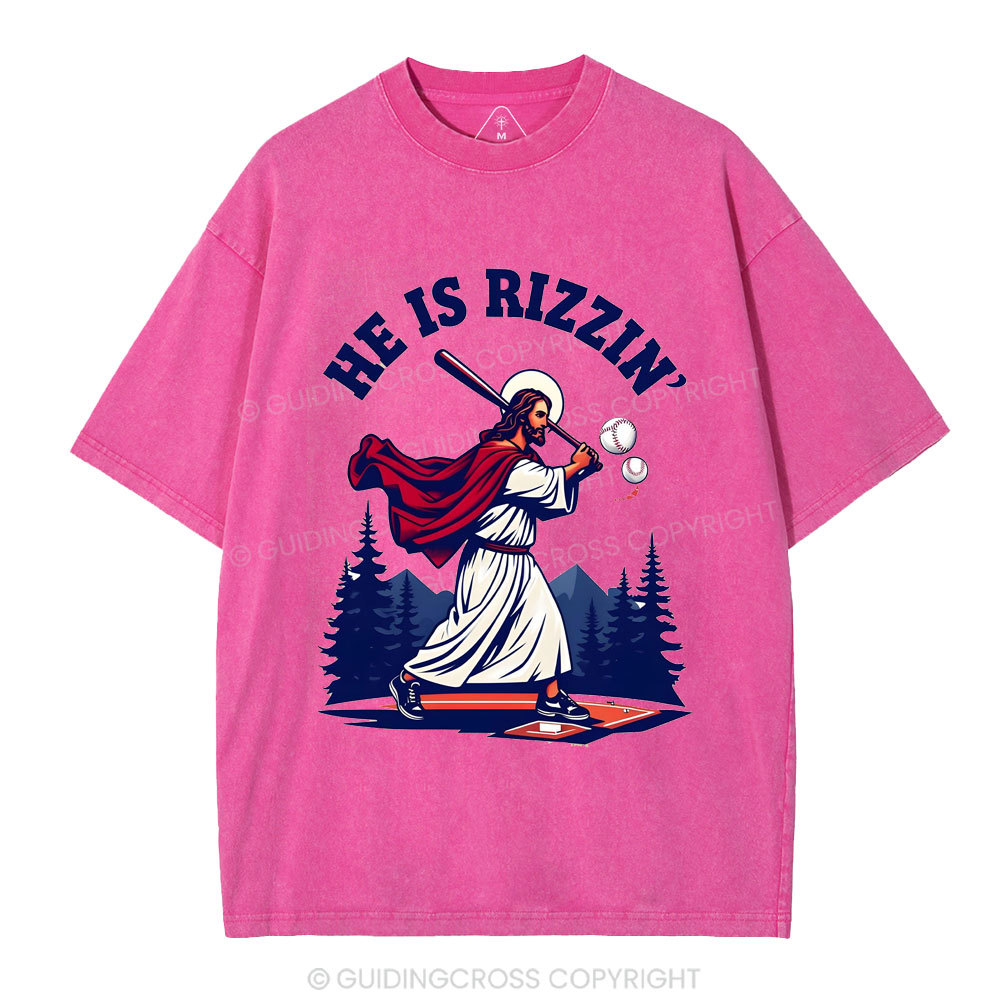 He Is Rizzen' Christian Washed T-Shirt