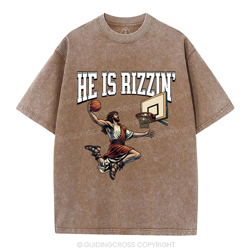 He Is Rizzen' Christian Washed T-Shirt