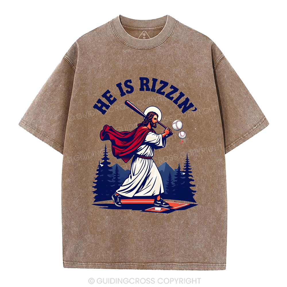 He Is Rizzen' Christian Washed T-Shirt