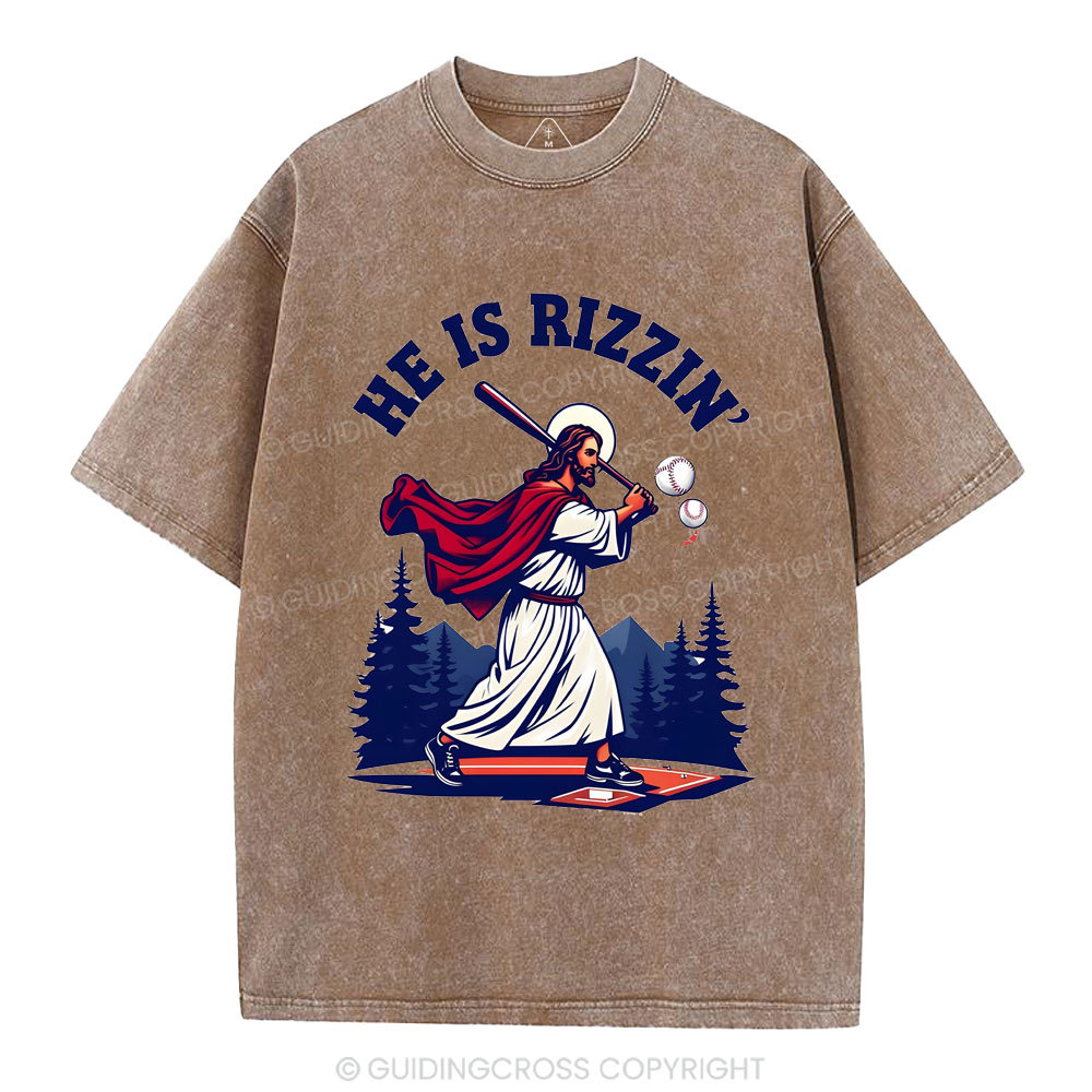 He Is Rizzen' Christian Washed T-Shirt