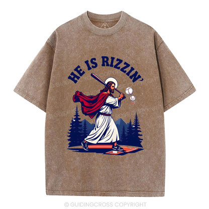 He Is Rizzen' Christian Washed T-Shirt