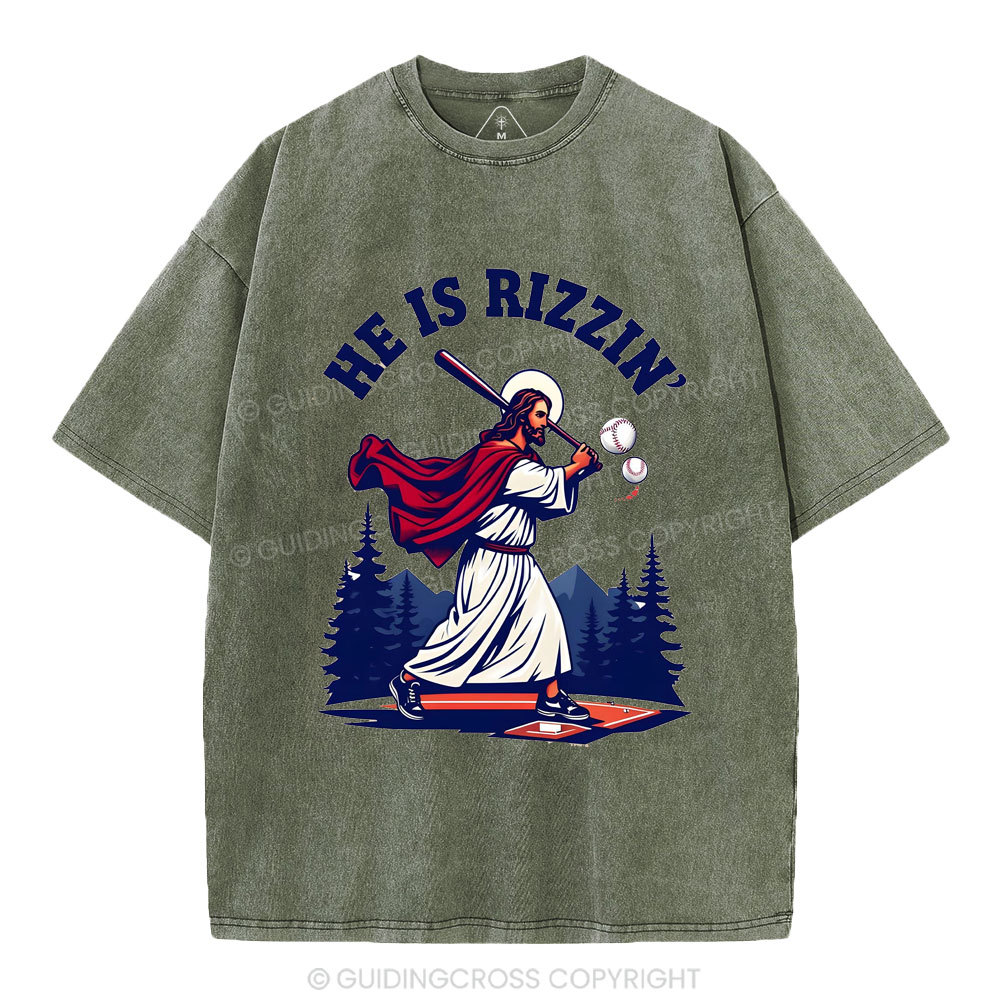 He Is Rizzen' Christian Washed T-Shirt