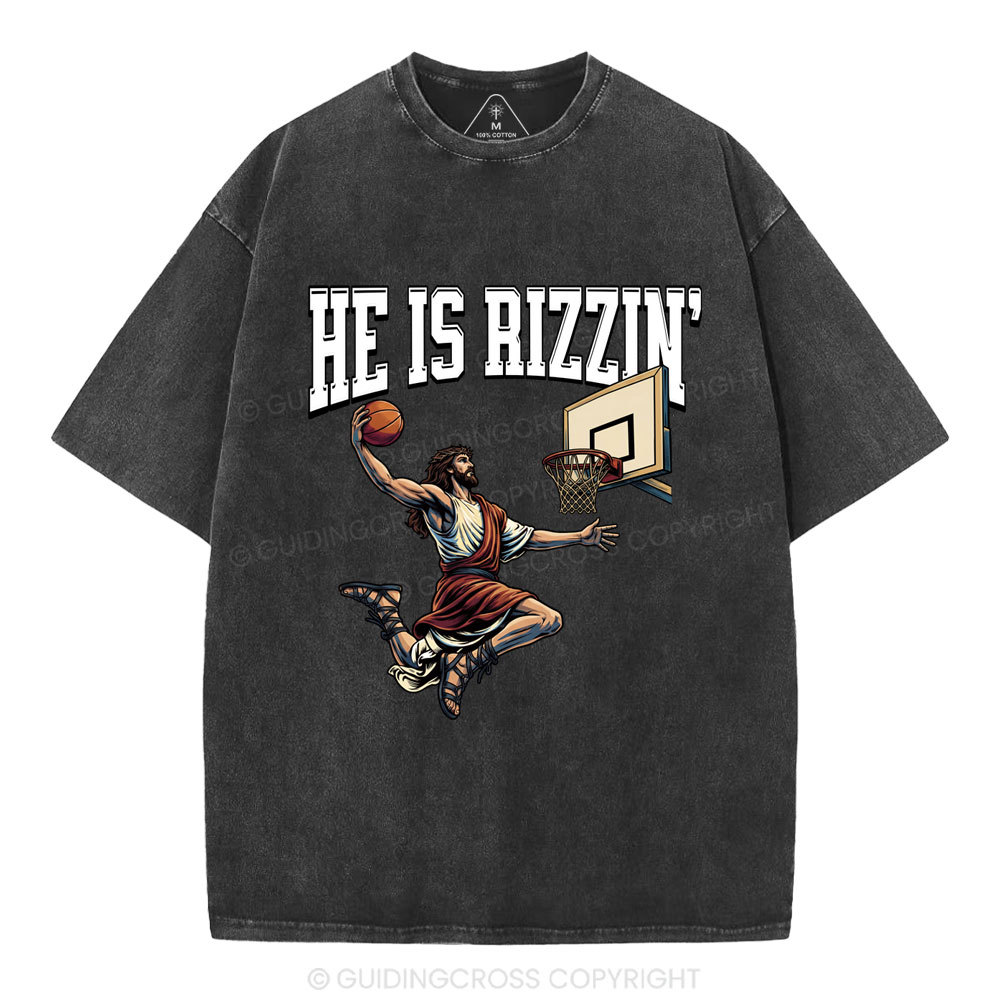 He Is Rizzen' Christian Washed T-Shirt