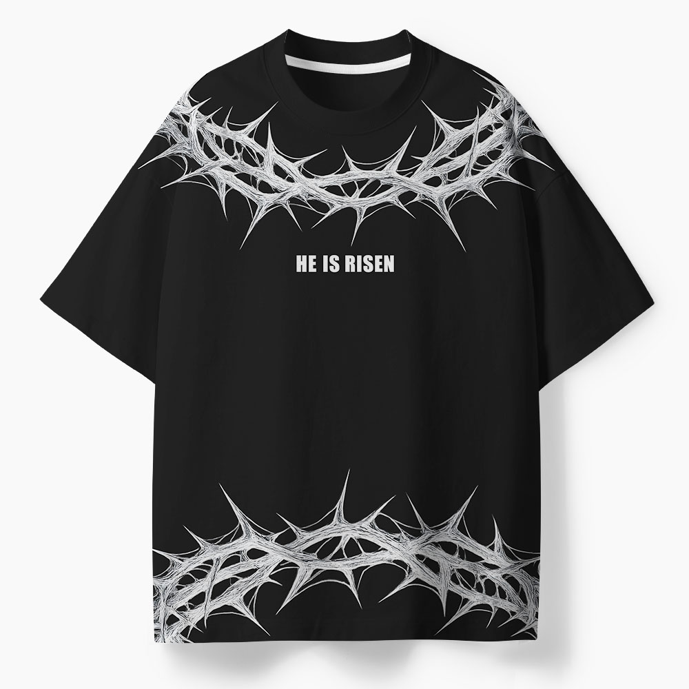 He Is Rizzen Oversized All-Over Print Christian T-Shirt